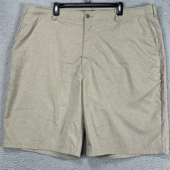 Ben Hogan Mens Chino Golf Shorts 46 Beige Flat Front Performance Stretch Pocket
